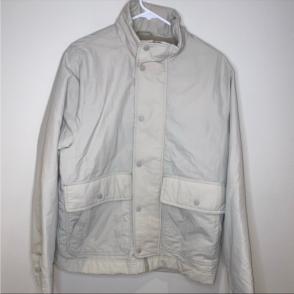Abercrombie & Fitch Waterproof Jacket Men’s M Beige Full Zip Snap Buttons